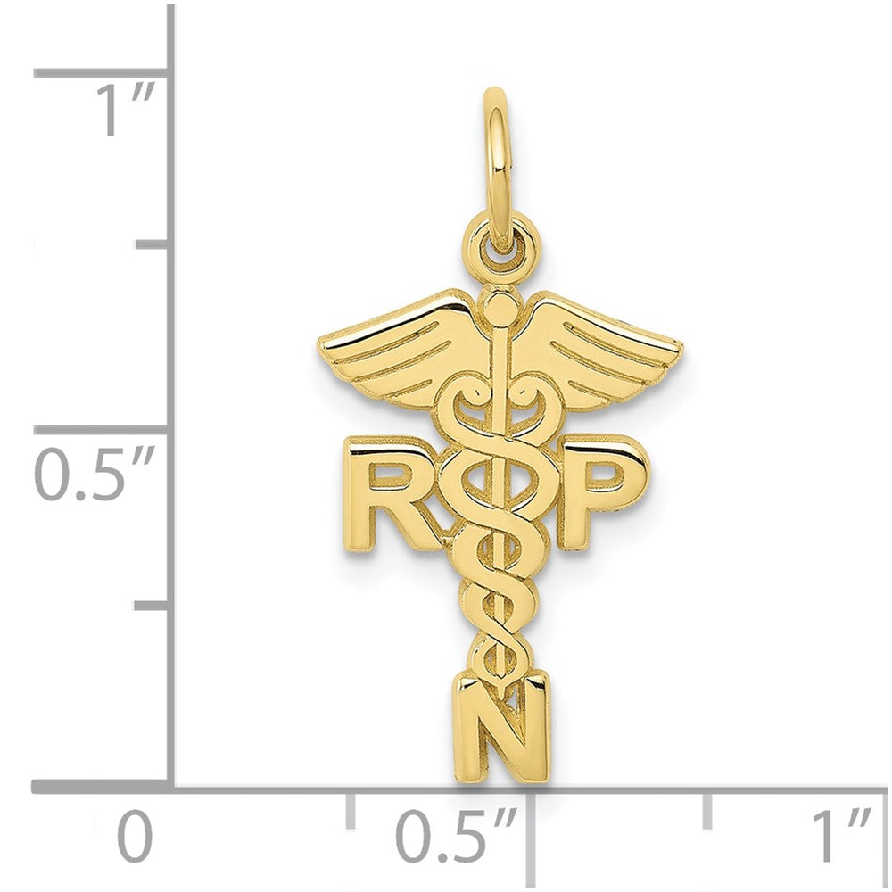 10k Yellow Gold 15 mm Registered Nurse Practitioner Charm (0.83 grams)