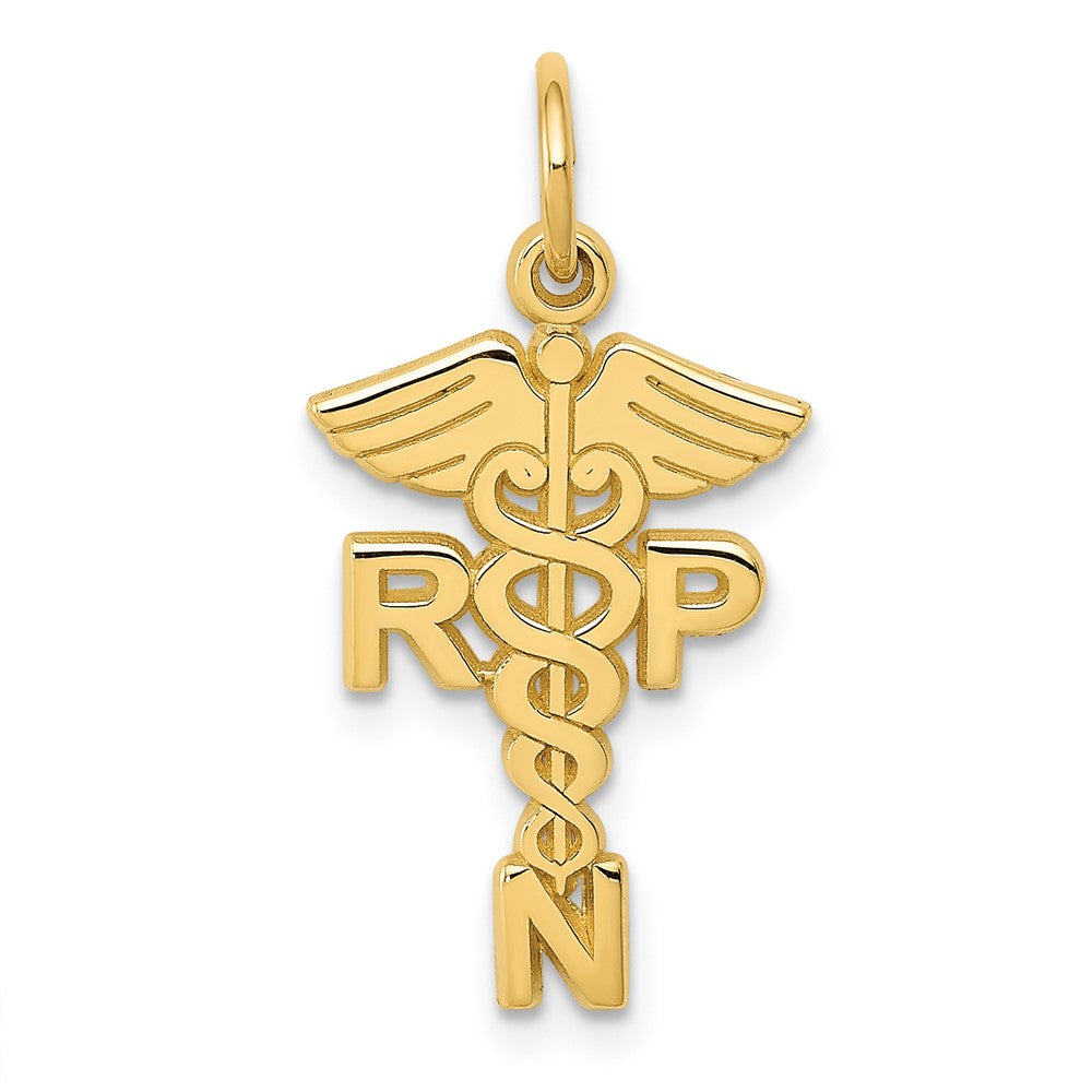 10k Yellow Gold 15 mm Registered Nurse Practitioner Charm (0.83 grams)