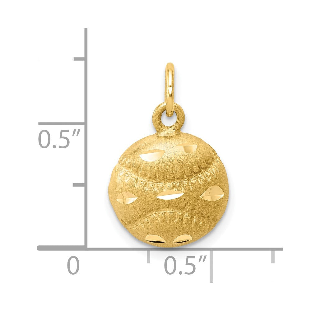 10k Yellow Gold 11 mm Baseball Charm (1.39 grams)