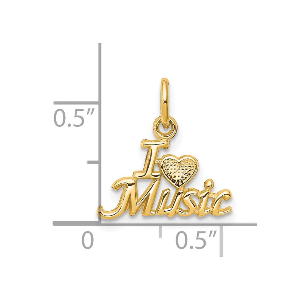 10k Yellow Gold 16 mm I LOVE MUSIC Charm