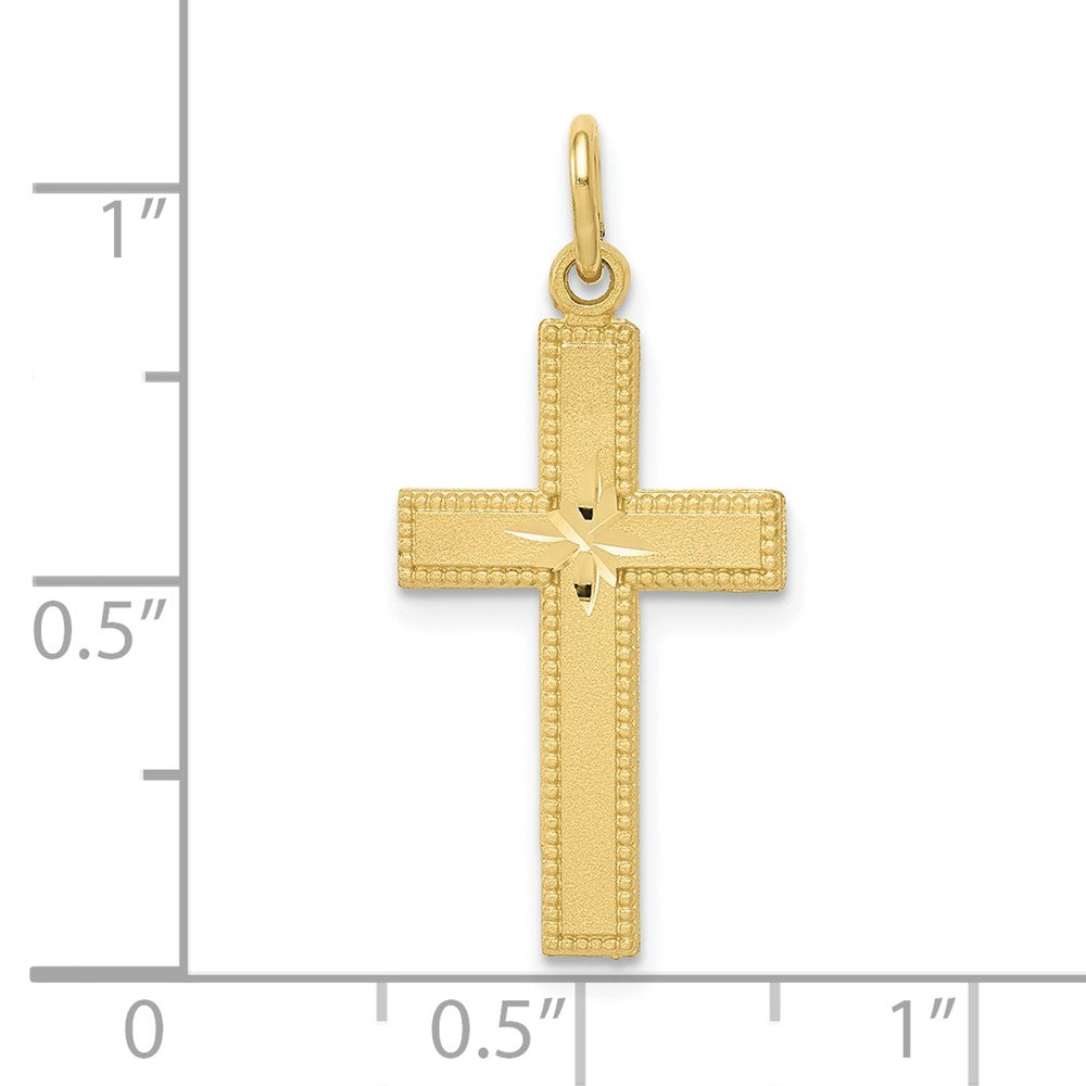 10k Yellow Gold 12 mm Diamond-cut Cross Pendant