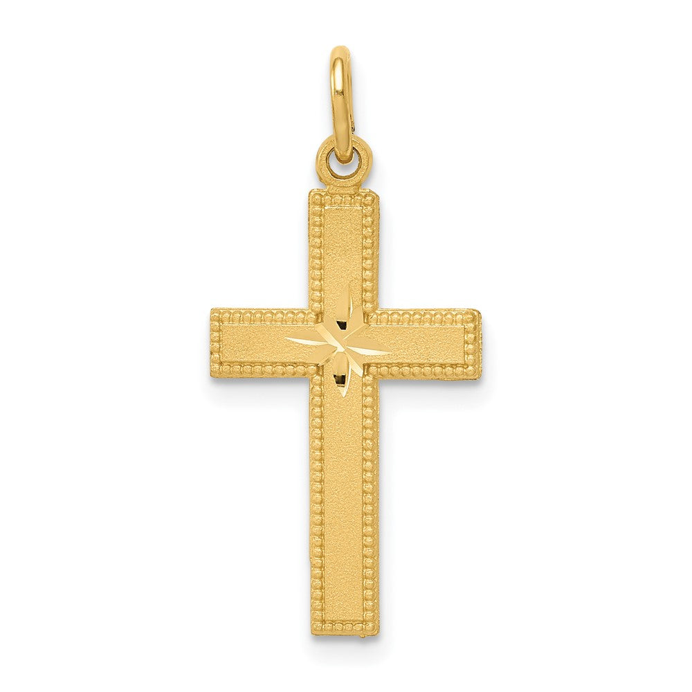 10k Yellow Gold 12 mm Diamond-cut Cross Pendant