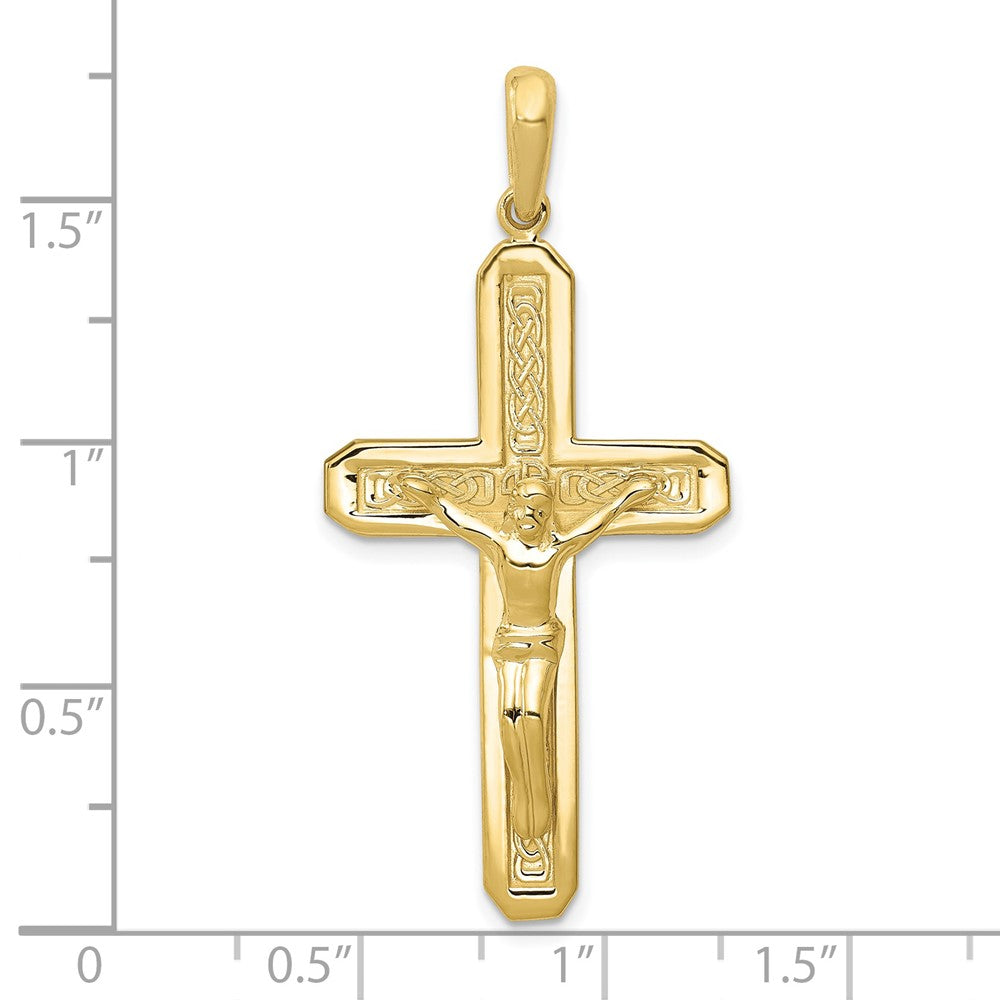 10k Yellow Gold 21 mm Polished Jesus Crucifix Pendant