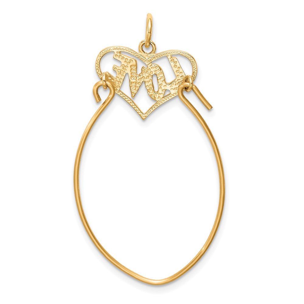 10k Yellow Gold 25 mm Polished Filigree LOVE Charm Holder (1.22 grams)