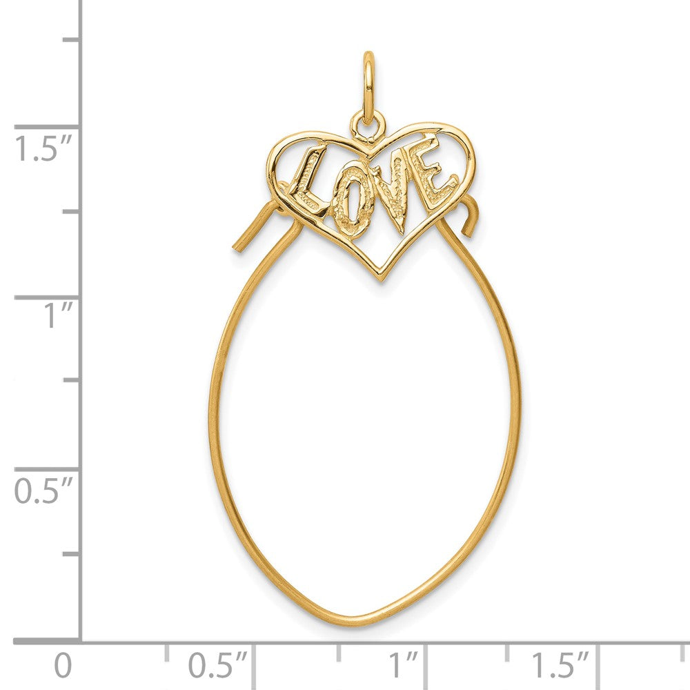 10k Yellow Gold 25 mm Polished Filigree LOVE Charm Holder (1.22 grams)