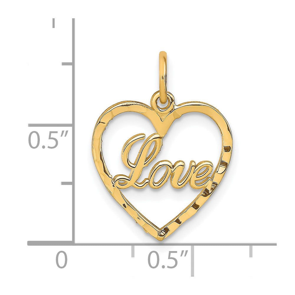 10k Yellow Gold 23 mm Polished LOVE Heart Pendant (0.73 grams)