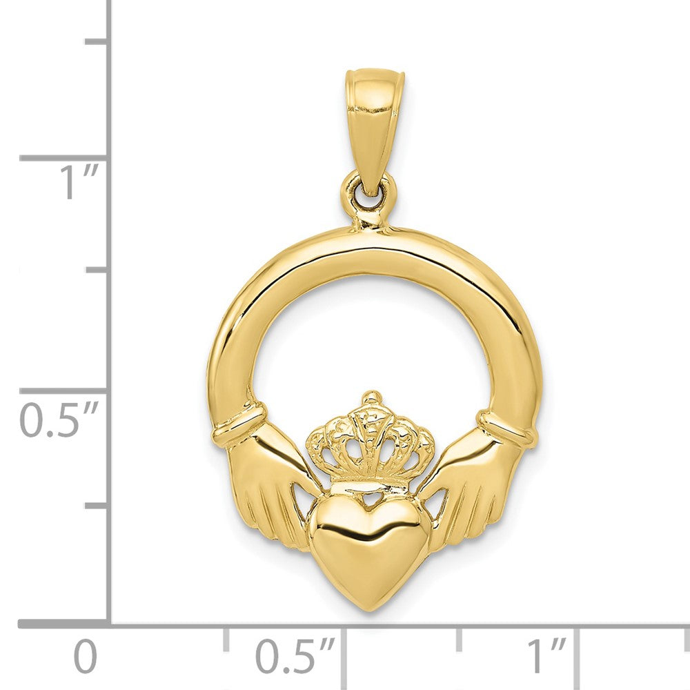 10k Yellow Gold 20 mm Polished Claddagh Pendant (2.06 grams)