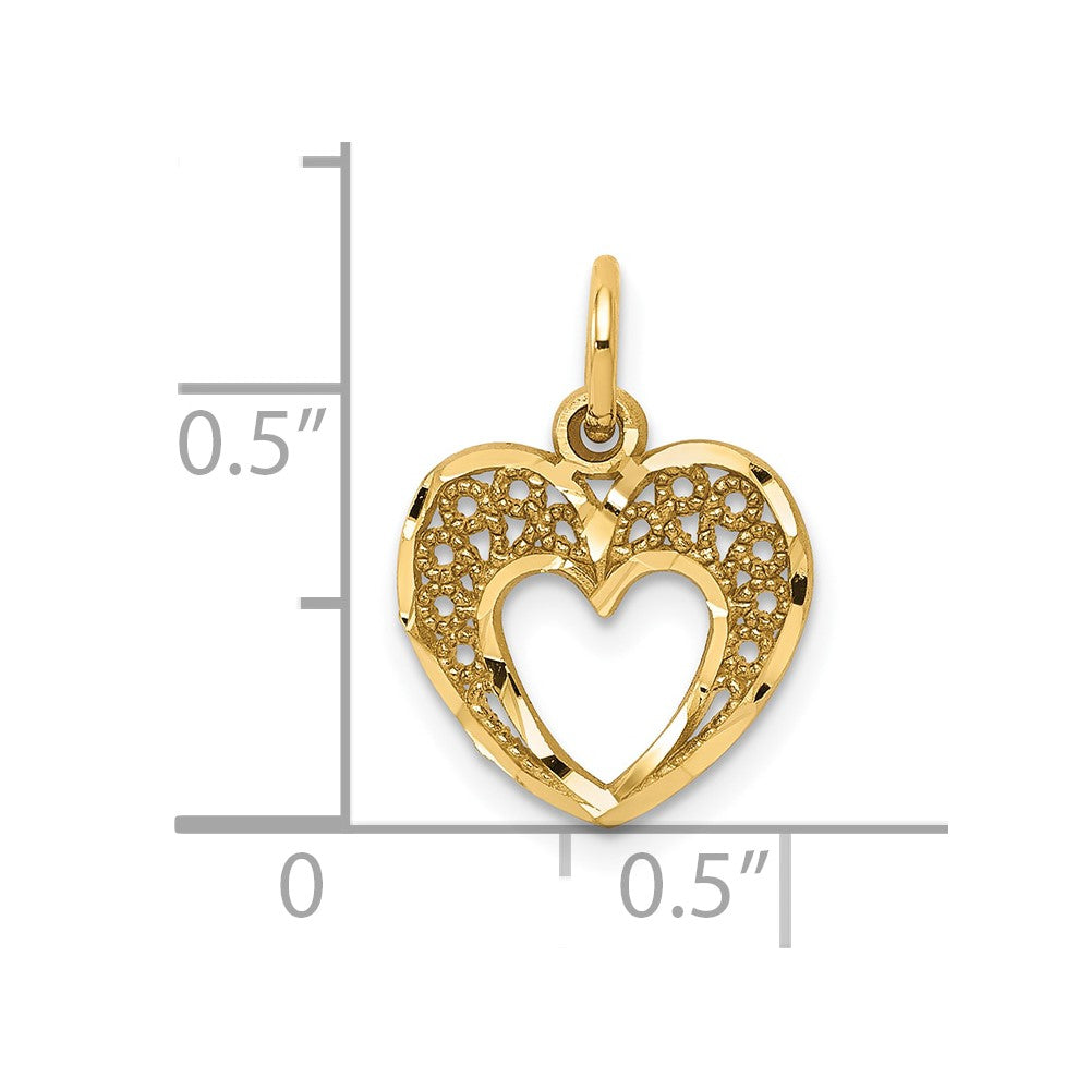 10k Yellow Gold 11 mm Heart Charm (0.5 grams)