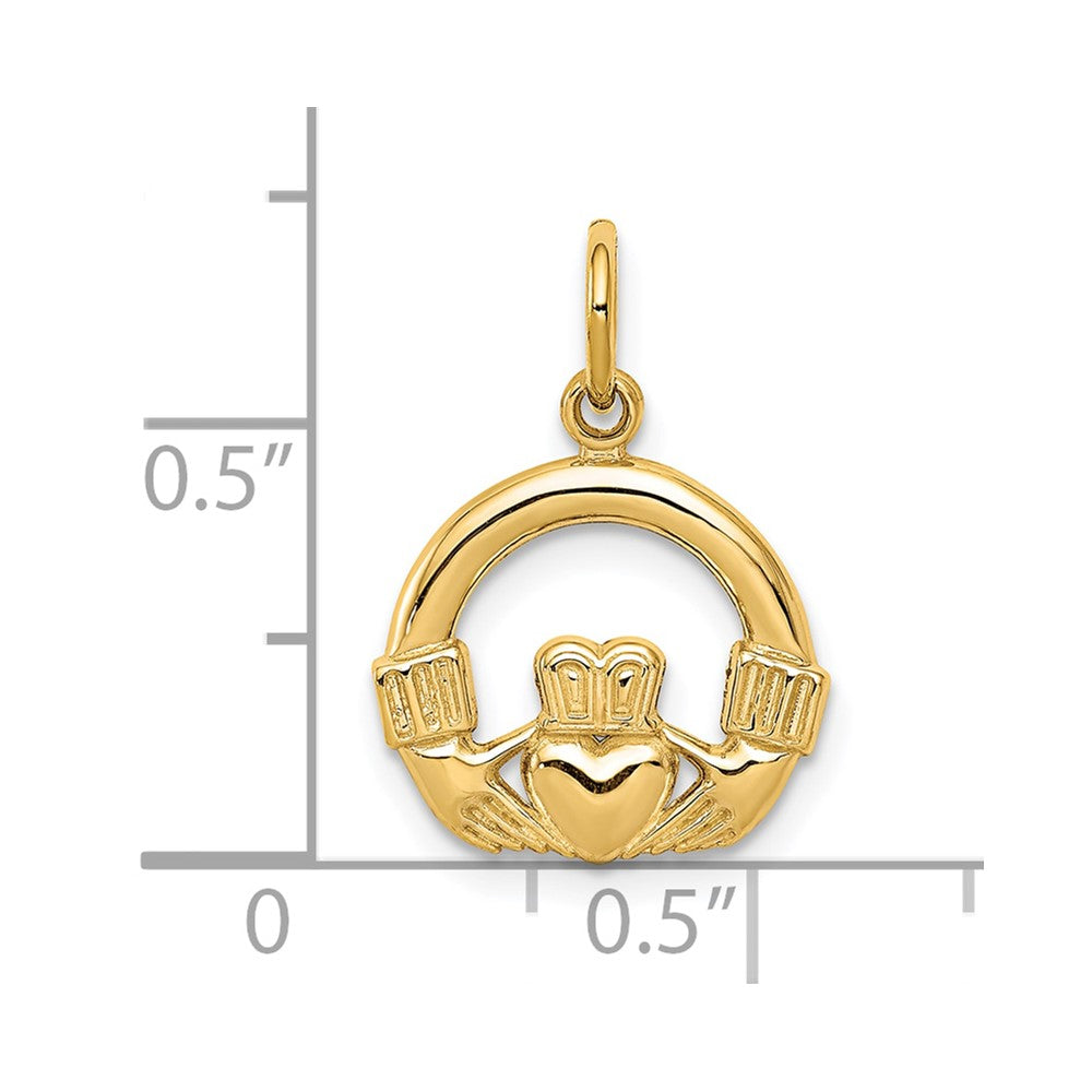 10k Yellow Gold 13 mm Claddagh Charm (0.87 grams)