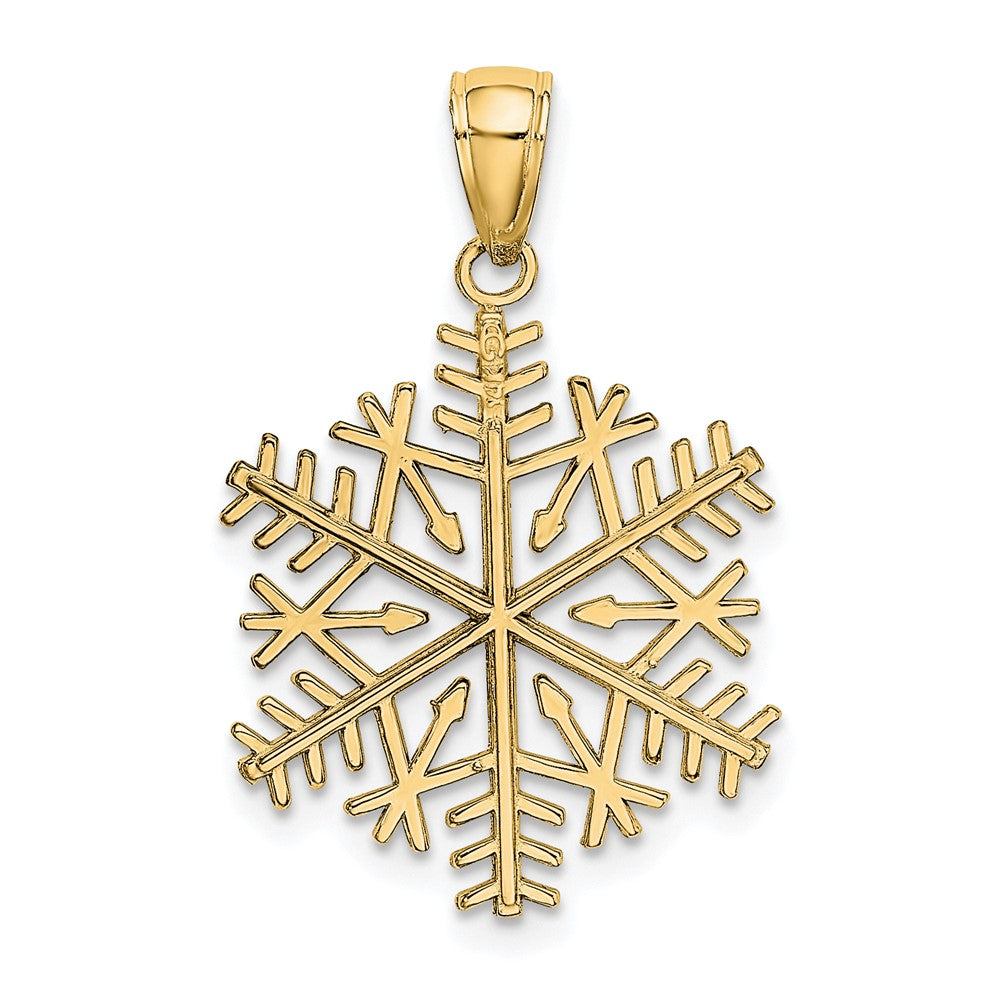 10k Yellow Gold 17 mm Polished Snowflake Pendant (2.05 grams)