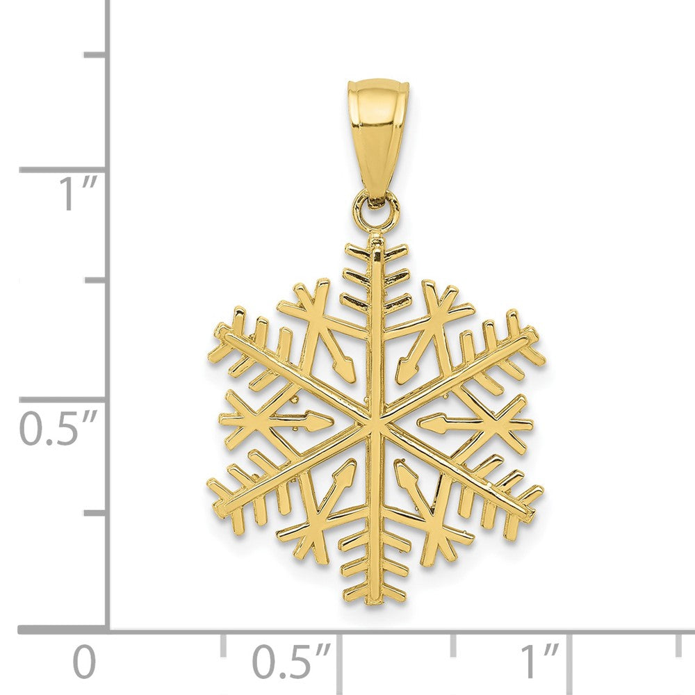 10k Yellow Gold 17 mm Polished Snowflake Pendant (2.05 grams)