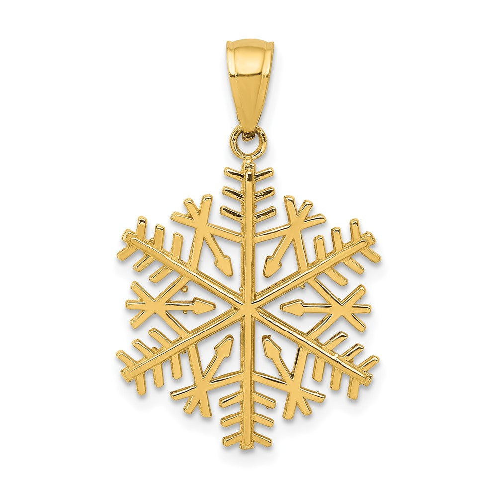 10k Yellow Gold 17 mm Polished Snowflake Pendant (2.05 grams)