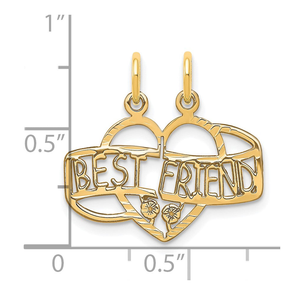 10k Yellow Gold 22 mm BEST FRIEND 2 Piece Break-A-Part Charm (1.13 grams)