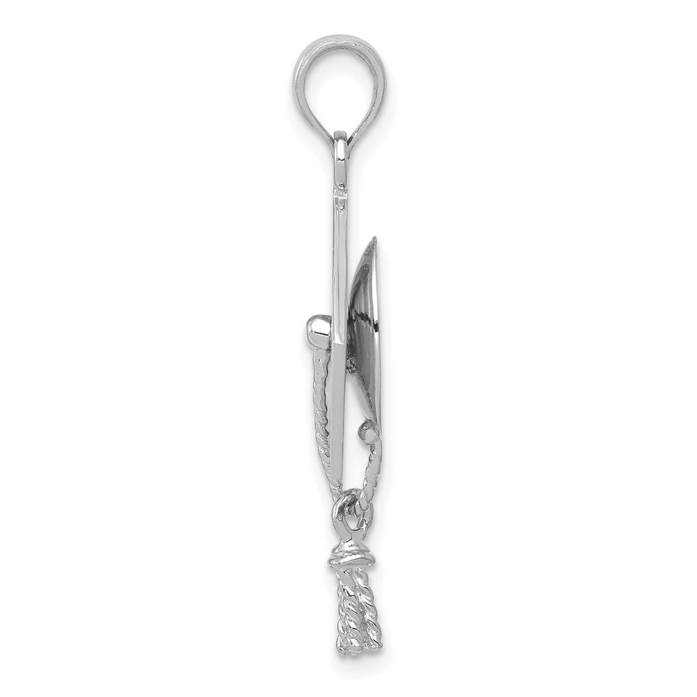 10k White Gold 15.5 mm  3-D Graduation Cap w/ Moveable Tassle Charm (1.96 grams)