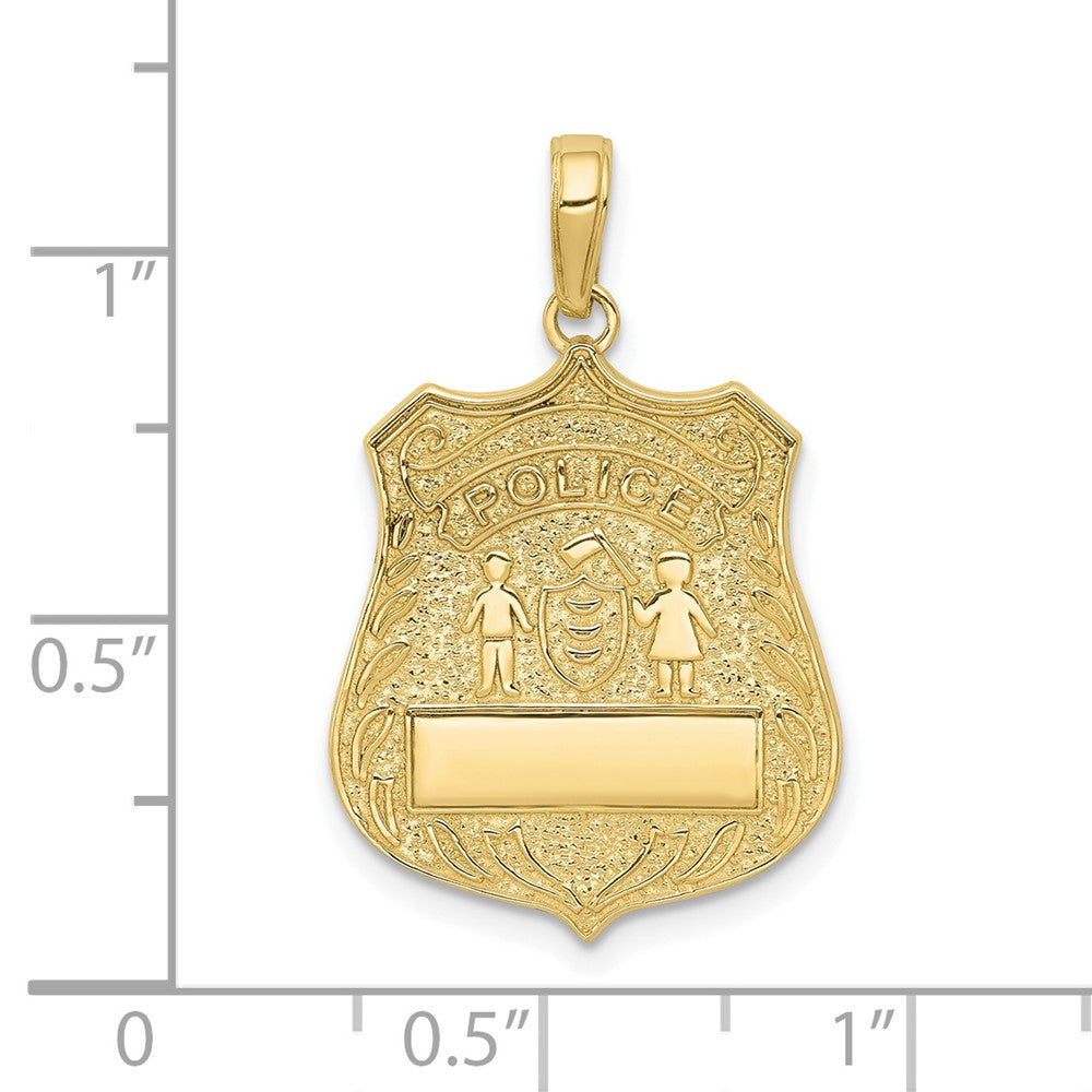 10k Yellow Gold 17 mm Large Police Badge Pendant (2.1 grams)