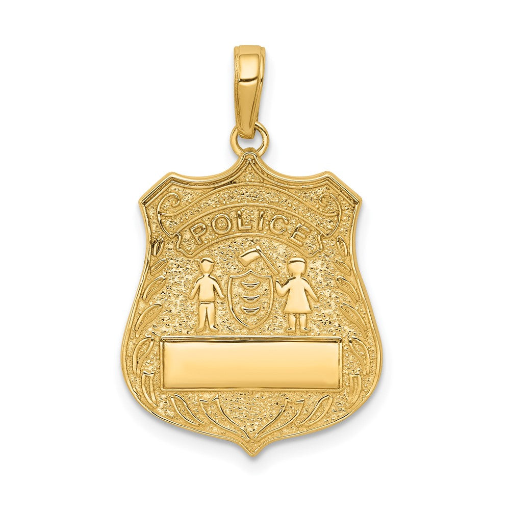 10k Yellow Gold 17 mm Large Police Badge Pendant