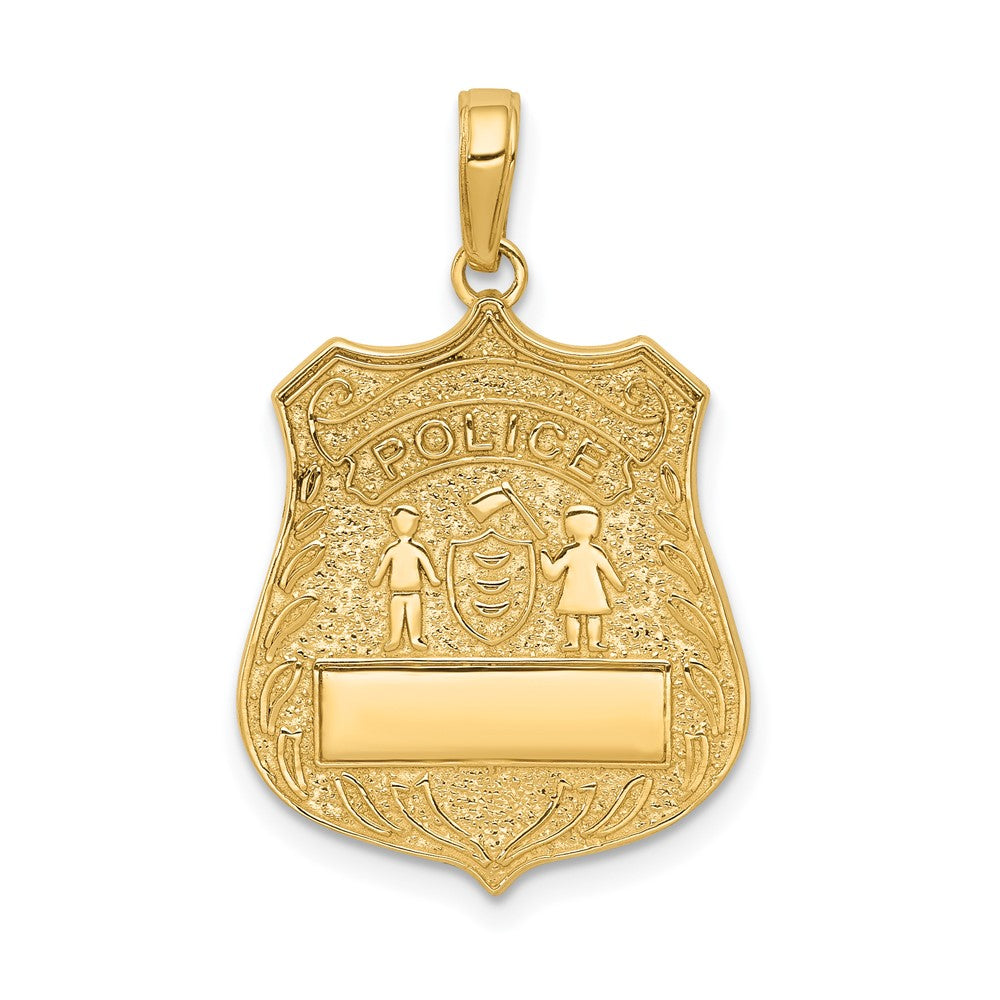 10k Yellow Gold 17 mm Large Police Badge Pendant (2.1 grams)