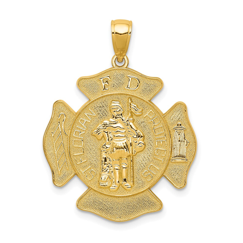 10k Yellow Gold 23.5 mm St. Florian Protect Us/Fire Dept. Pendant (3 grams)