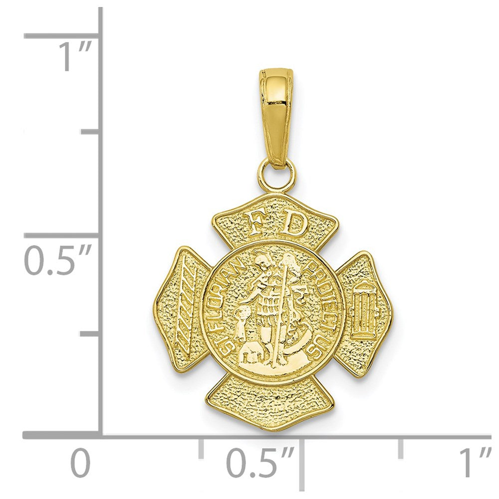 10k Yellow Gold 15.5 mm St. Florian Protect Us/Fire Dept. Pendant (1.16 grams)