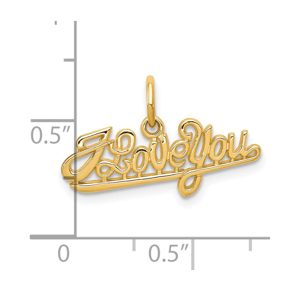 10k Yellow Gold 22 mm I LOVE YOU Charm (0.81 grams)