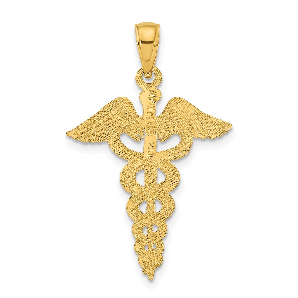 10k Yellow Gold 21 mm Caduceus Pendant (1.14 grams)