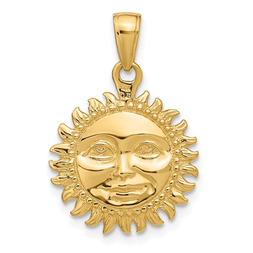 10k Yellow Gold 17 mm Solid Polished 3-Dimensional Sun Pendant (2.73 grams)