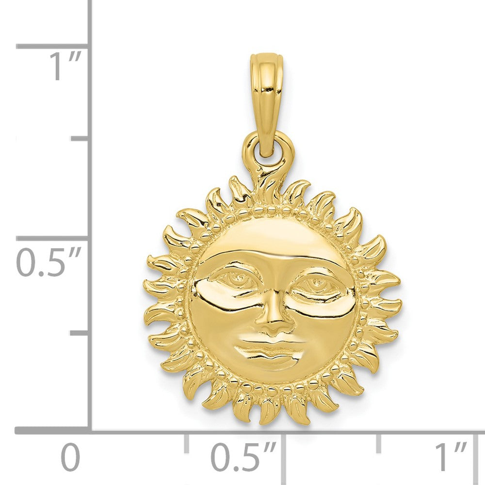 10k Yellow Gold 17 mm Solid Polished 3-Dimensional Sun Pendant (2.73 grams)