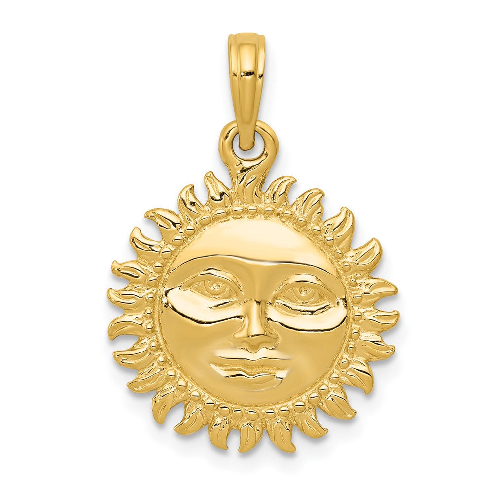 10k Yellow Gold 17 mm Solid Polished 3-Dimensional Sun Pendant