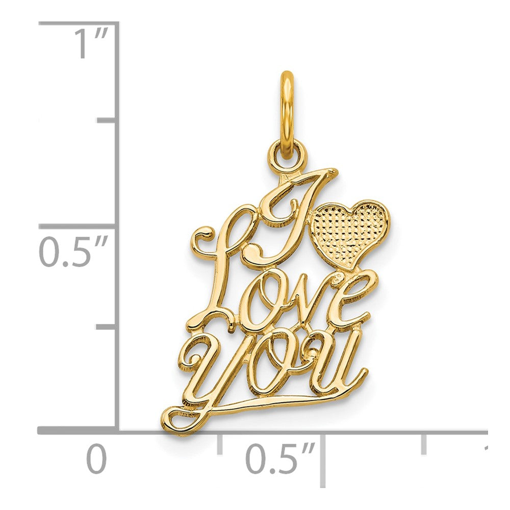 10k Yellow Gold 18 mm I LOVE YOU Charm (0.81 grams)