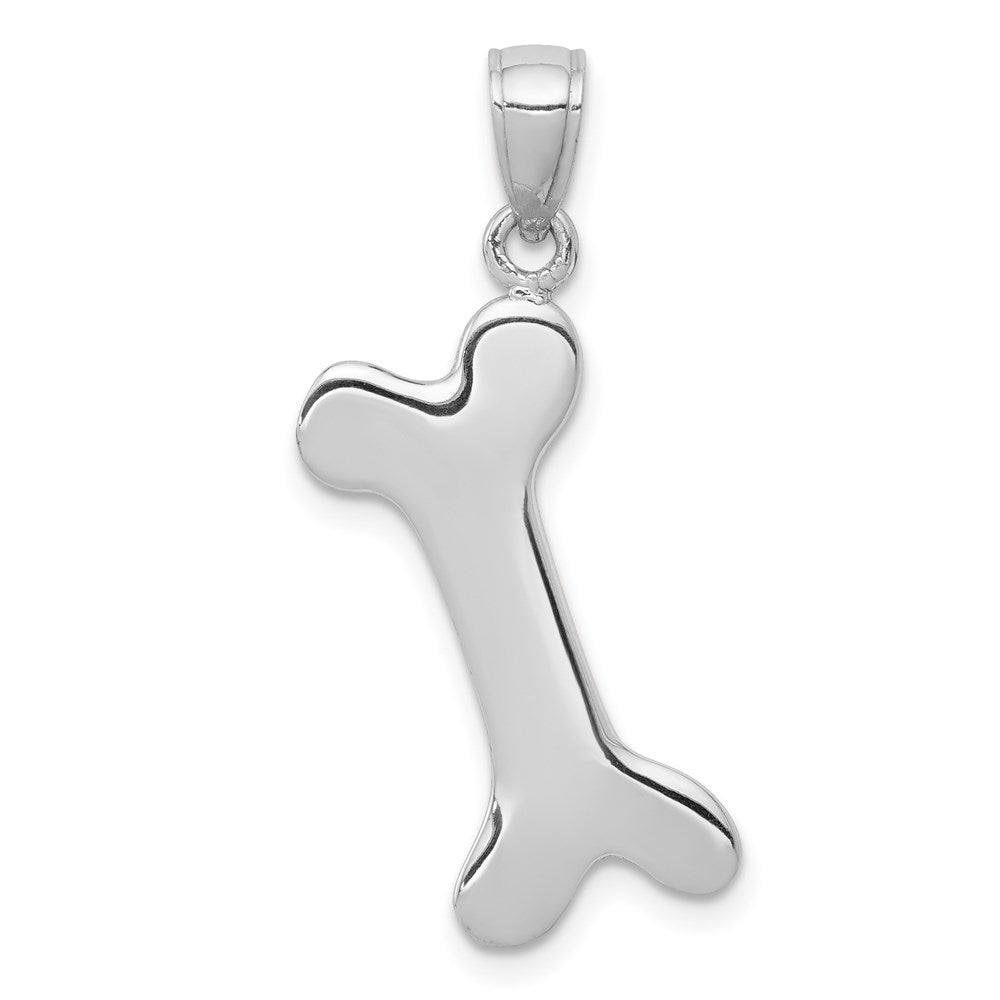 10k White Gold 10 mm 3-D Dog Bone Pendant (1.35 grams)