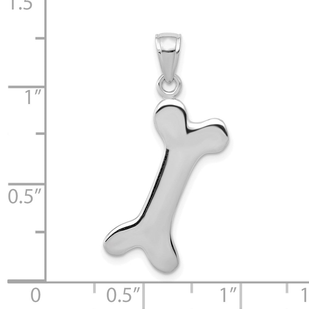 10k White Gold 10 mm 3-D Dog Bone Pendant (1.35 grams)