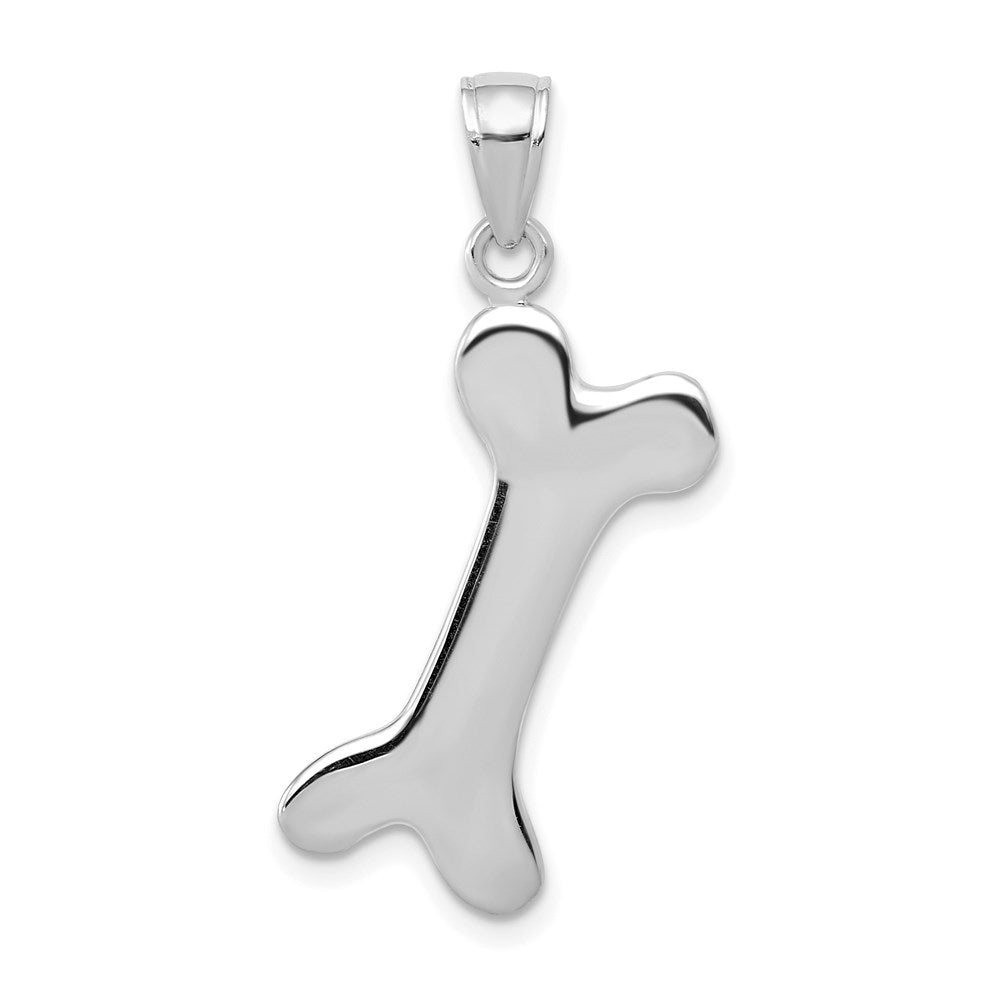 10k White Gold 10 mm 3-D Dog Bone Pendant (1.35 grams)