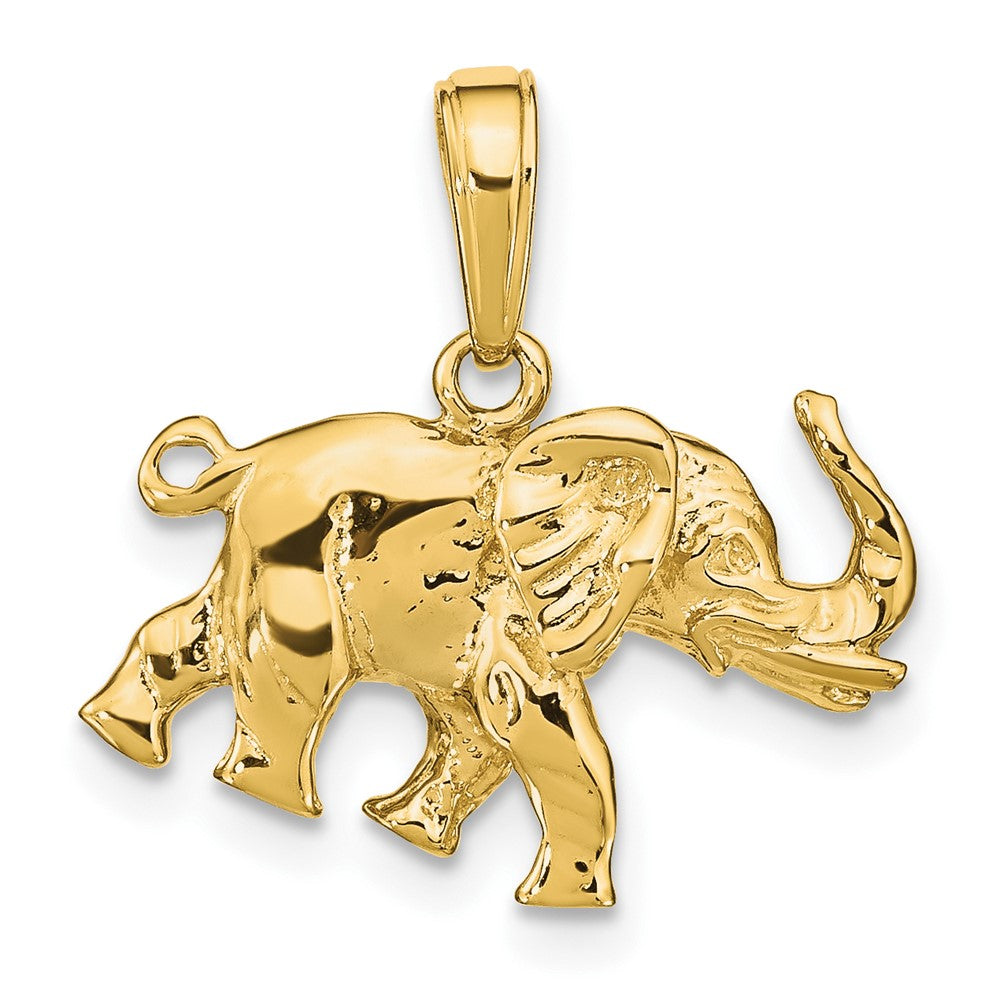 10k Yellow Gold 19 mm Satin 3-D Elephant Pendant (2.41 grams)