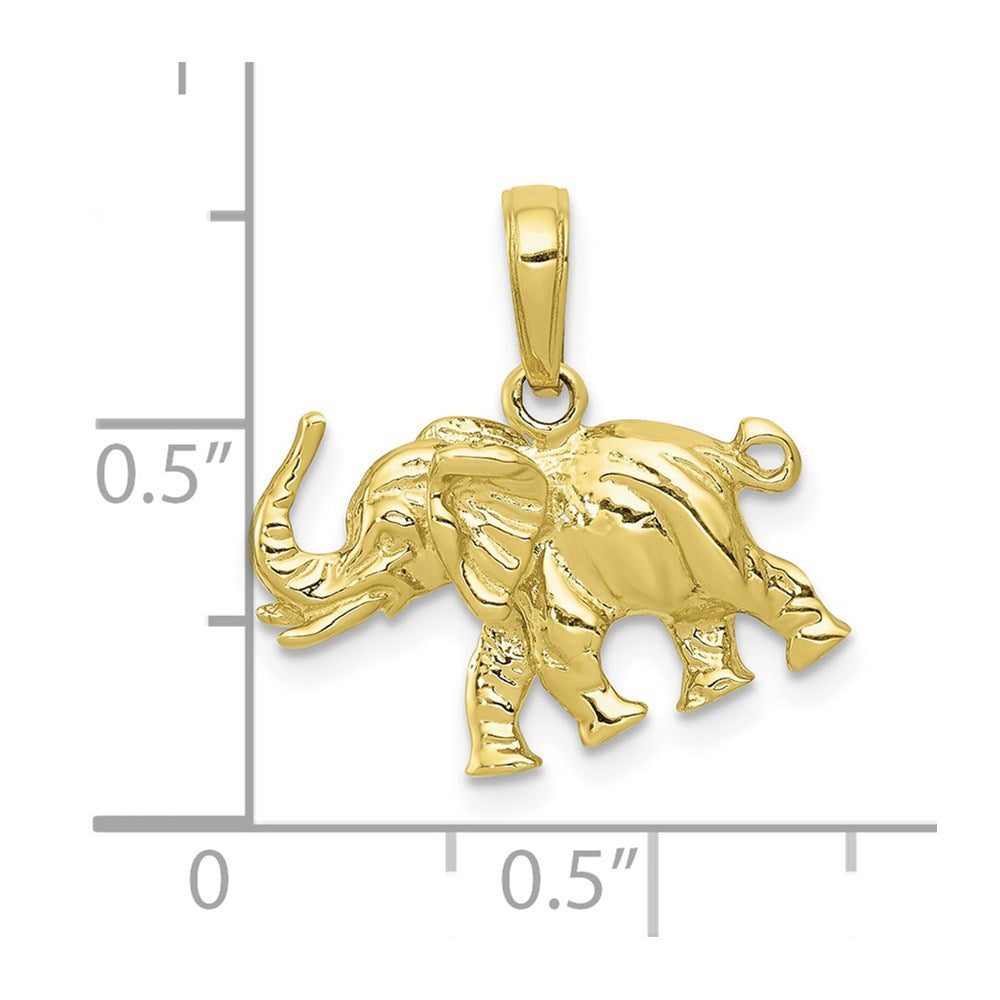 10k Yellow Gold 19 mm Satin 3-D Elephant Pendant (2.41 grams)