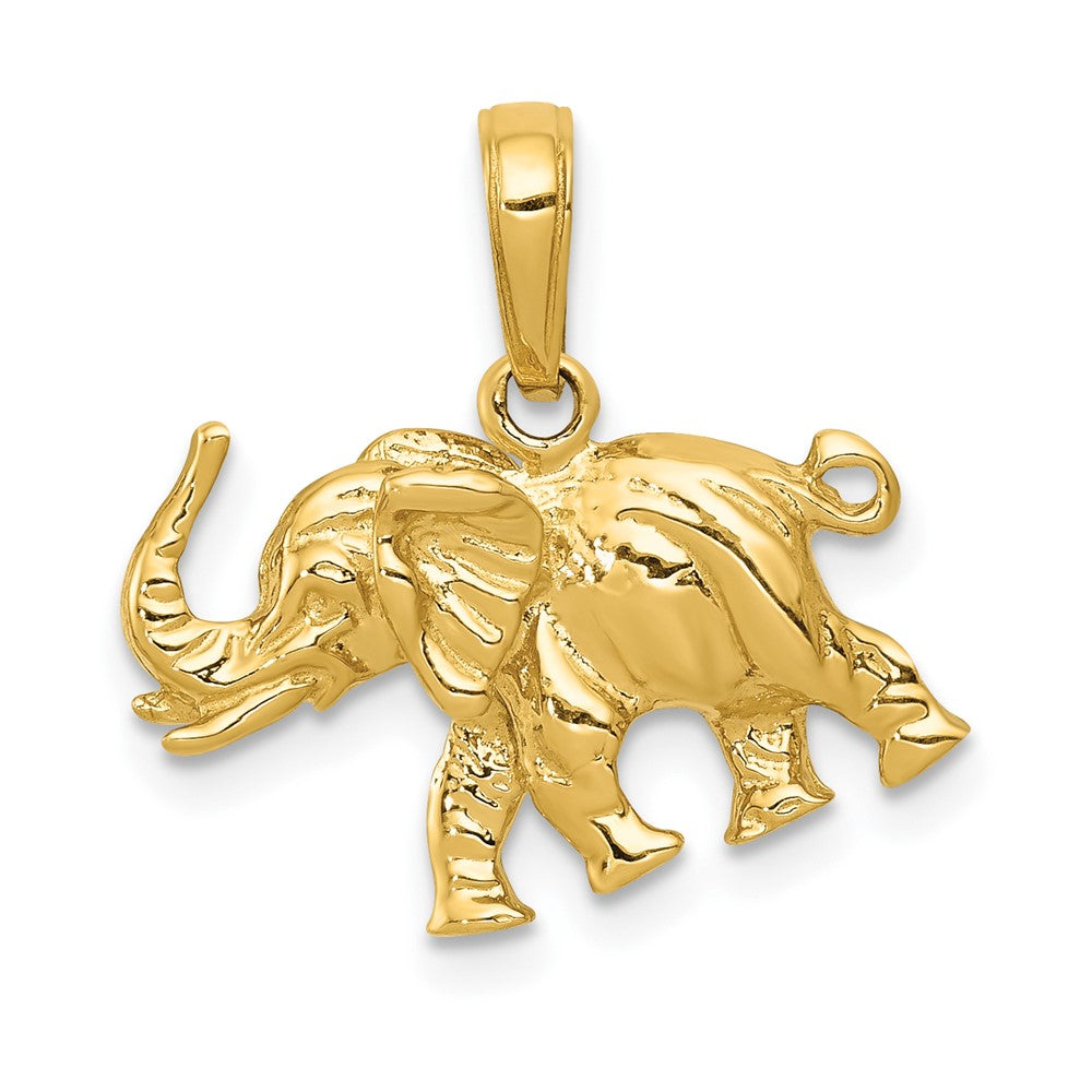 10k Yellow Gold 19 mm Satin 3-D Elephant Pendant