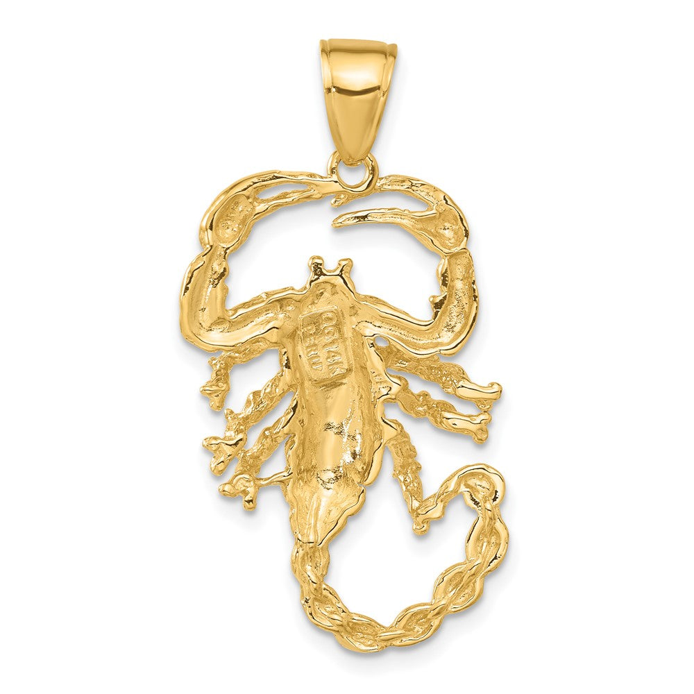 10k Yellow Gold 19 mm Solid Polished Open-Backed Scorpion Pendant (4.29 grams)