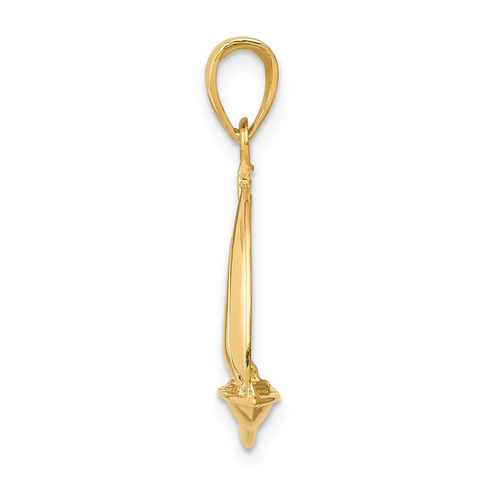 10k Yellow Gold 16 mm Polished Open-Backed Sailboat Pendant