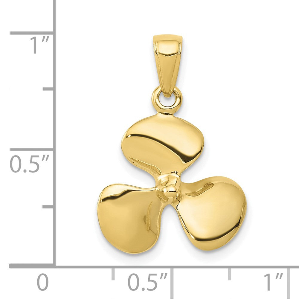 10k Yellow Gold 16 mm Polished 3-D Propeller Pendant (1.78 grams)