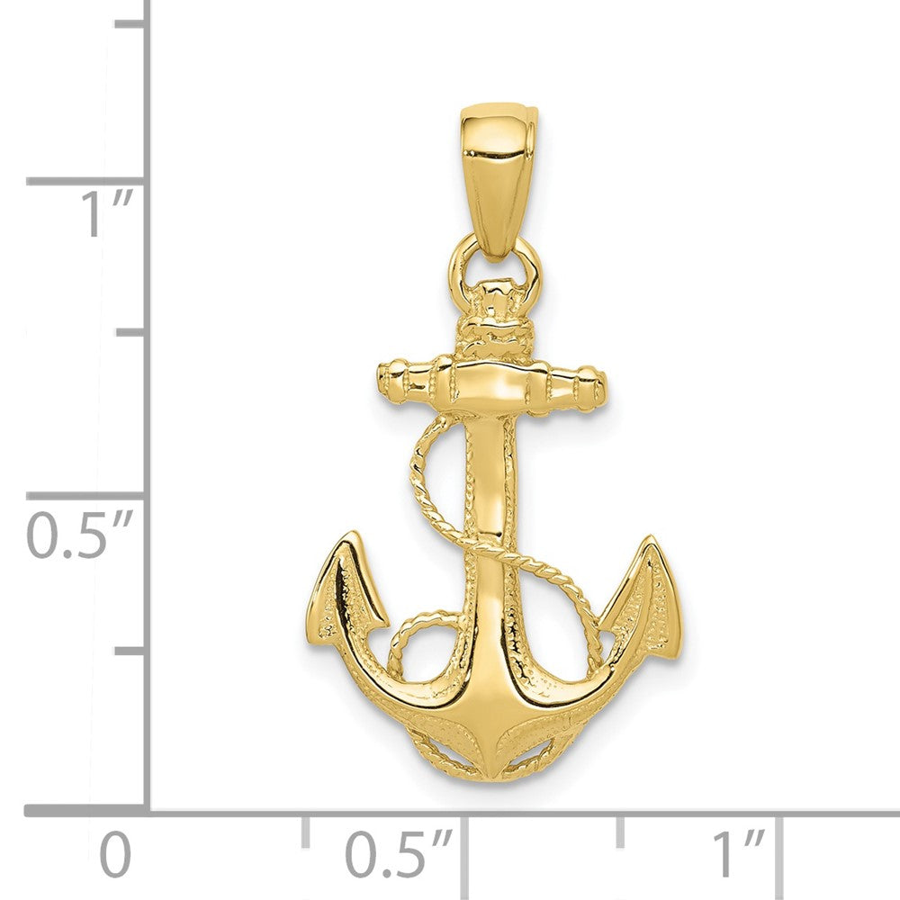 10k Yellow Gold 15 mm Solid Polished Anchor Pendant (1.31 grams)