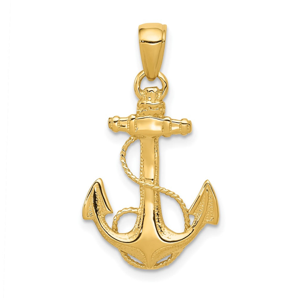 10k Yellow Gold 15 mm Solid Polished Anchor Pendant (1.31 grams)