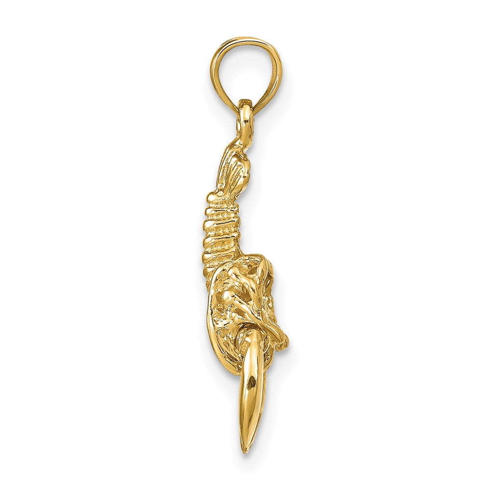 10k Yellow Gold 10 mm 3-D Moveable Lobster Pendant (1.67 grams)