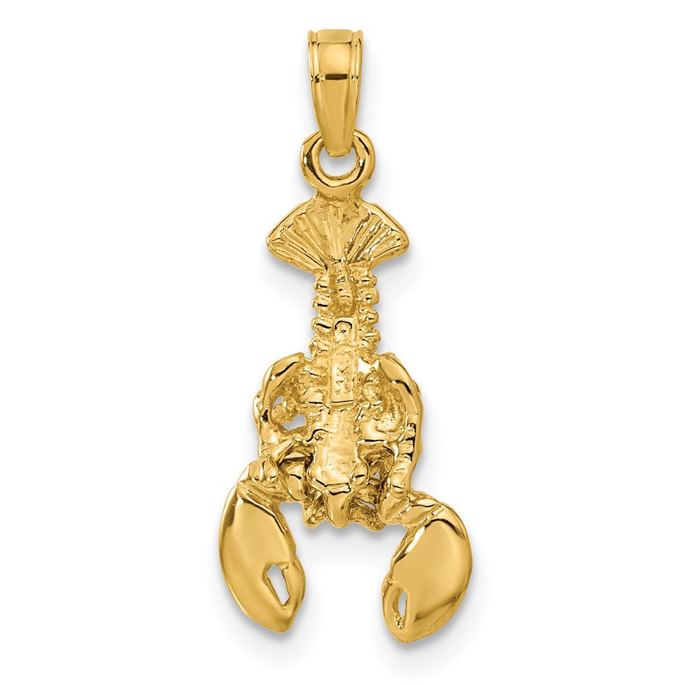 10k Yellow Gold 10 mm 3-D Moveable Lobster Pendant (1.67 grams)