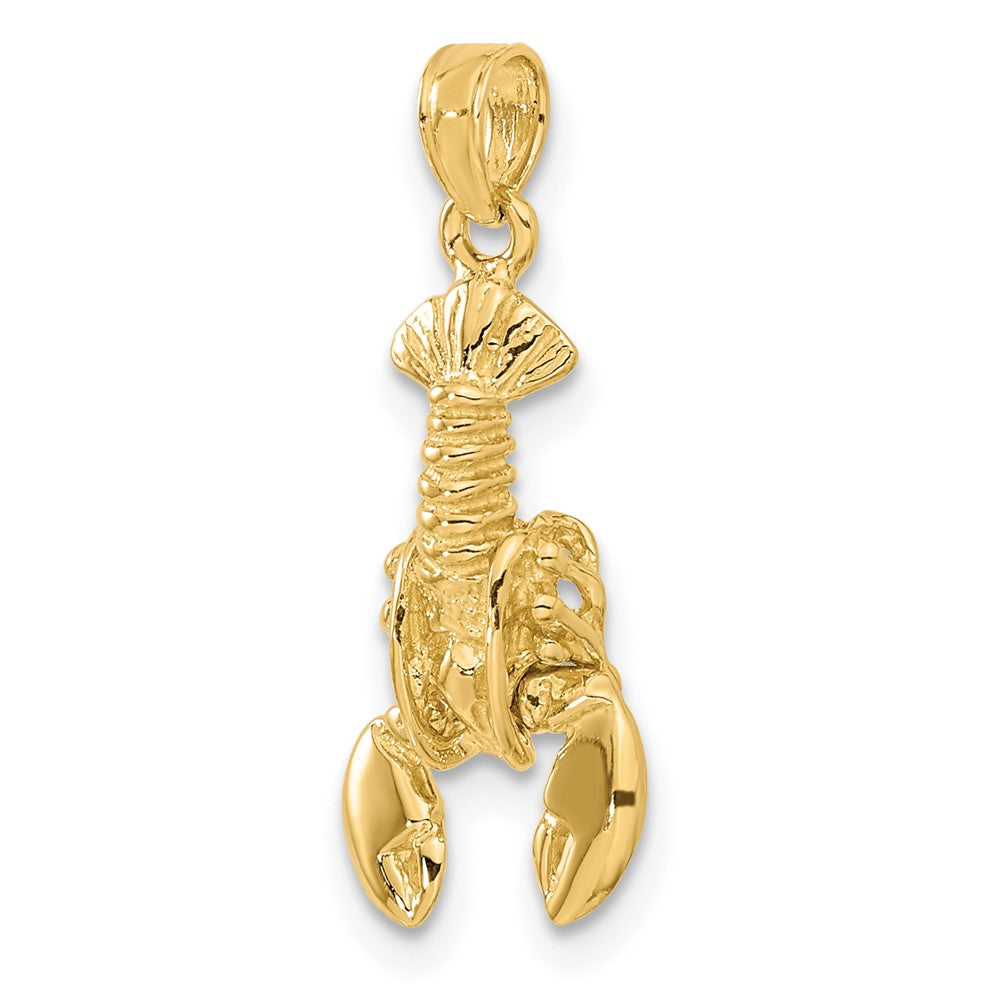 10k Yellow Gold 10 mm 3-D Moveable Lobster Pendant (1.67 grams)