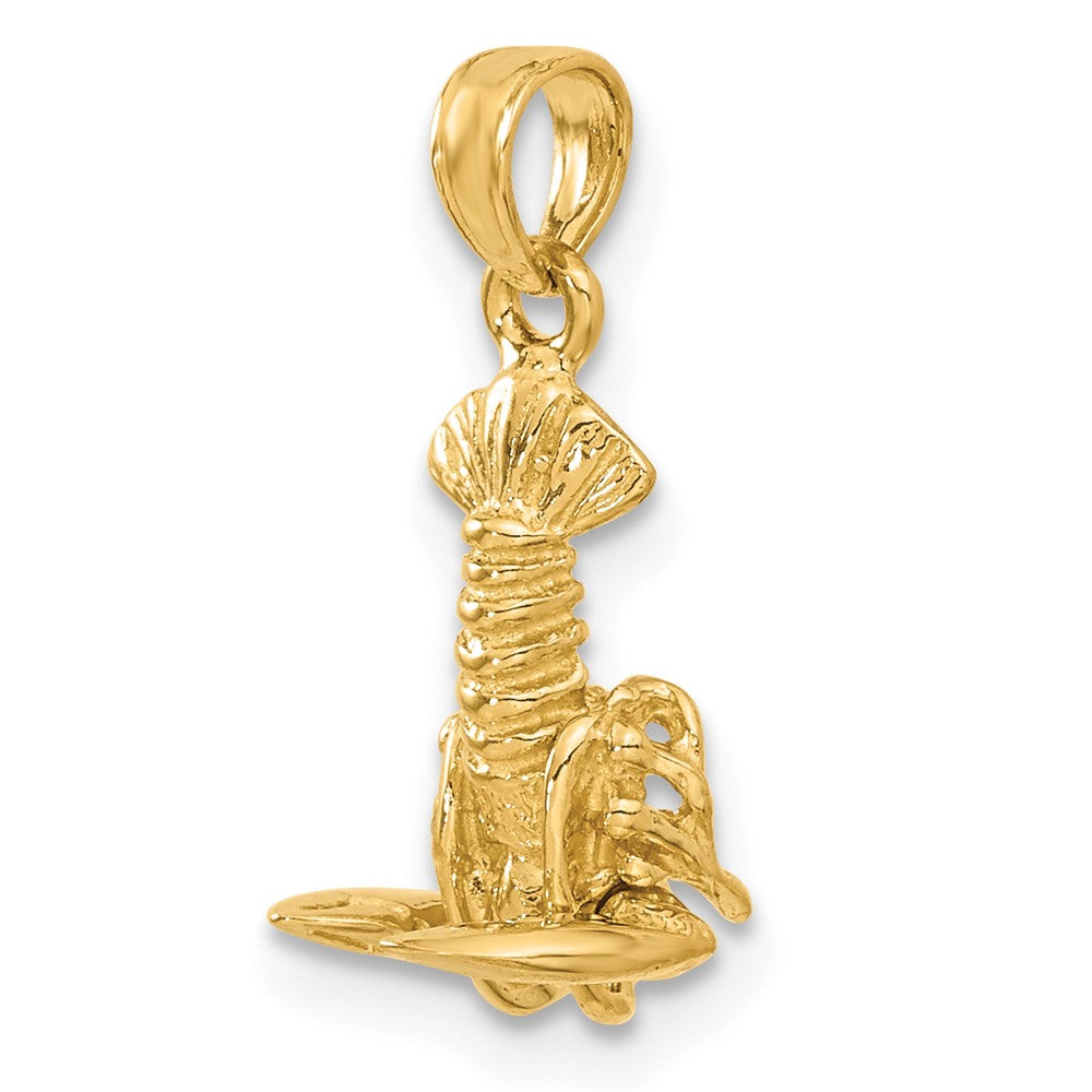 10k Yellow Gold 10 mm 3-D Moveable Lobster Pendant (1.67 grams)