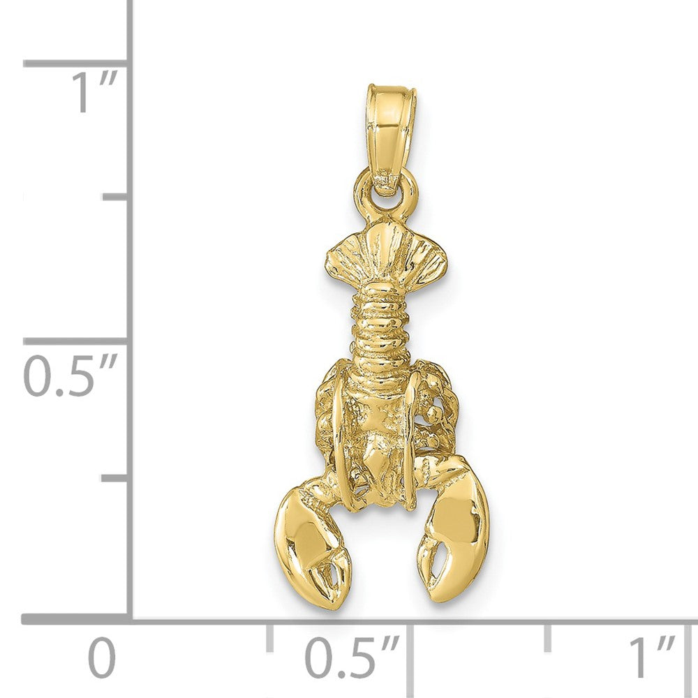 10k Yellow Gold 10 mm 3-D Moveable Lobster Pendant (1.67 grams)