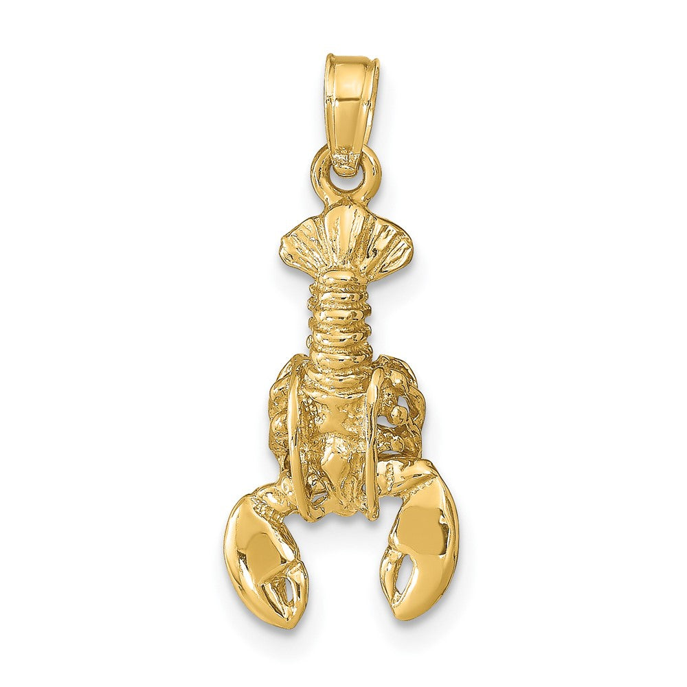 10k Yellow Gold 10 mm 3-D Moveable Lobster Pendant (1.67 grams)