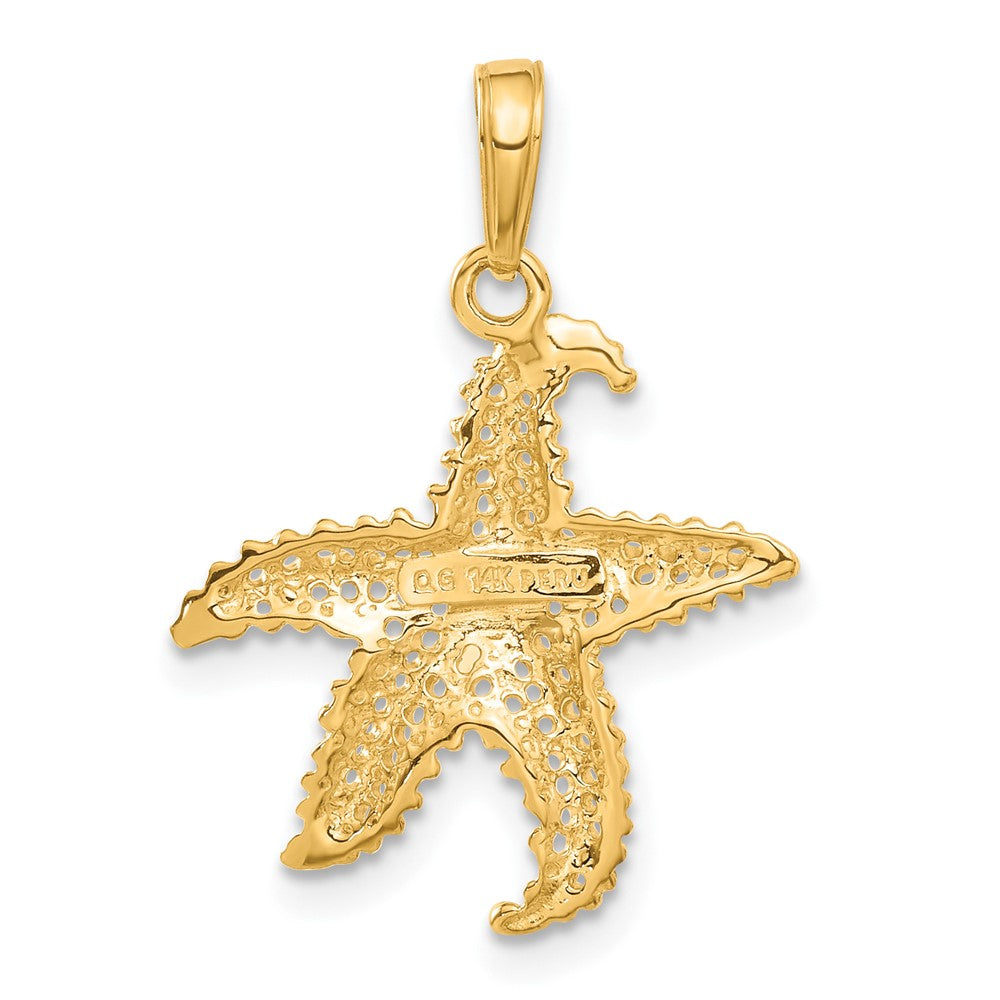 10k Yellow Gold 20 mm Polished Open-Backed Starfish Pendant (1.27 grams)