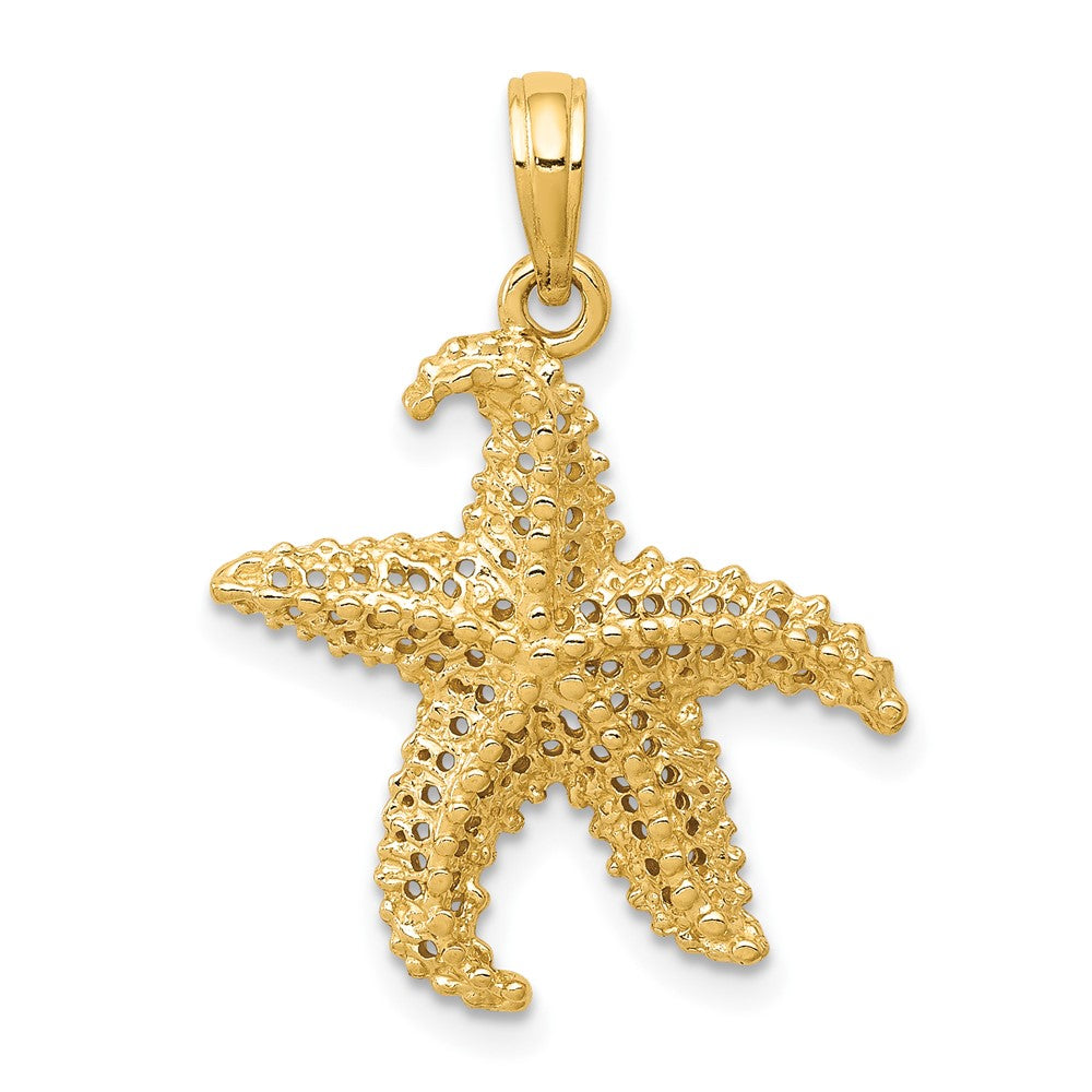 10k Yellow Gold 20 mm Polished Open-Backed Starfish Pendant (1.27 grams)