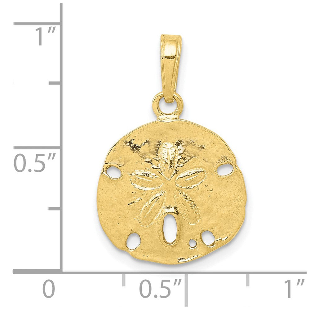 10k Yellow Gold 15.25 mm Polished Sand Dollar Pendant (1.43 grams)