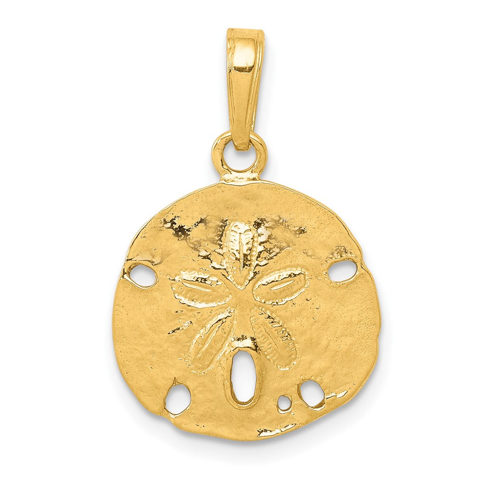 10k Yellow Gold 15.25 mm Polished Sand Dollar Pendant (1.43 grams)